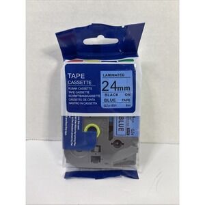 Tape Cassette QZE-551 24mm Laminated Black on Blue Label Maker Tape New